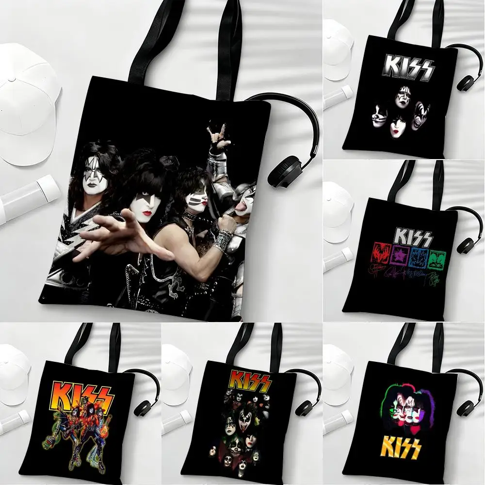 

K-kiss Band Storage Bags Lightweight Eco Friendly Fashionable Multi Purpose Large Capacity Canvas Shoulder Tote