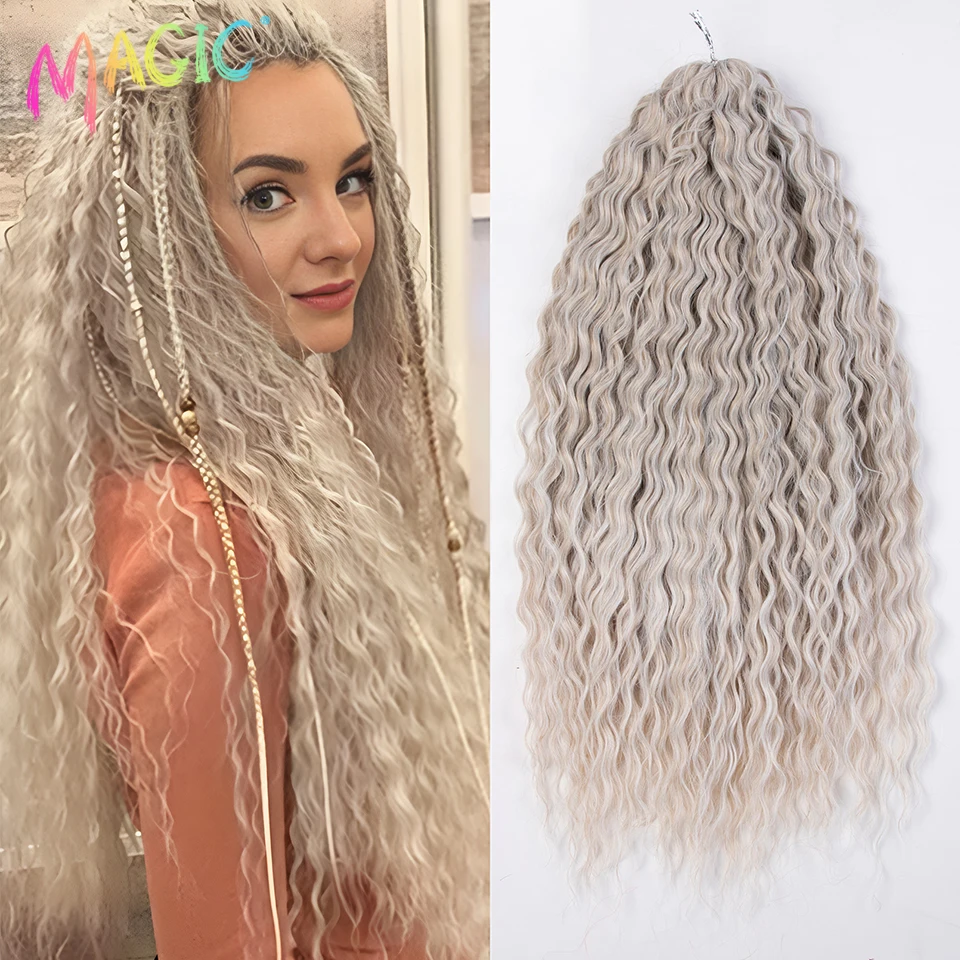 

Magic Ariel Curl Hair Water Wave Twist Crochet Hair Synthetic Braid Hair Ombre Blonde 22 Inch Deep Wave Braiding Hair Extension