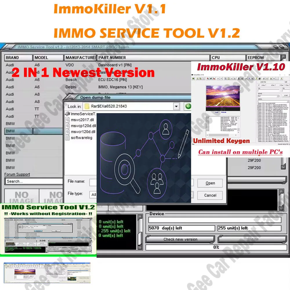 ImmoKiller V1.10 OBD2 Scanner ECU Programmer + IMMO Off Car Software IMMO SERVICE TOOL V1.2 Car accessories tool Repair Software