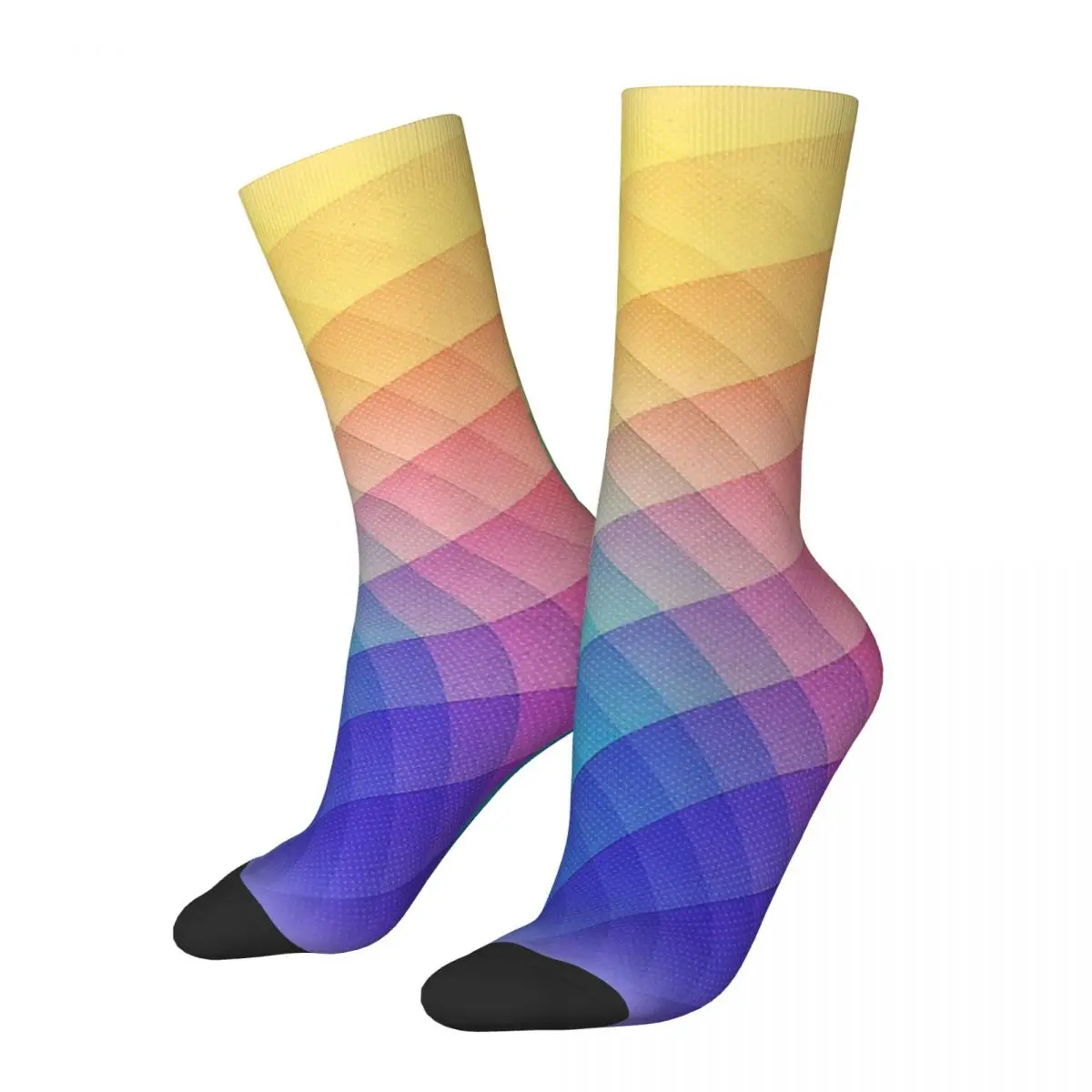 

Hip Hop Vintage HDR Rainbow Colorful Experimental Pattern Crazy Men's Socks Unisex Pride Street Style Seamless Printed Crew Sock