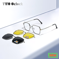 Square Magnet Sunglasses Women Men 3 In 1 Clip-on Glasses For Women Metal Ladies Frame for Prescription Polarized 2025 Eyeglass