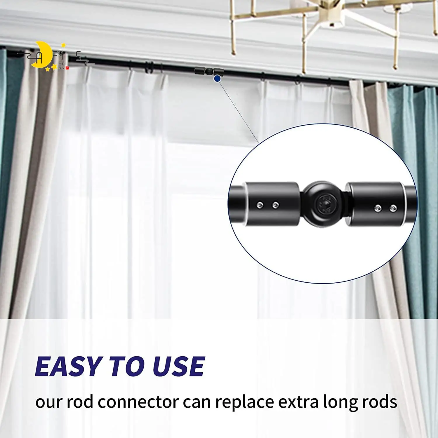 

AF95-2PCS Curtain Rods Corner Connector, Adjustable Curtain Rod Corner Connector For 1 Inch Bay Window Curtain Rods