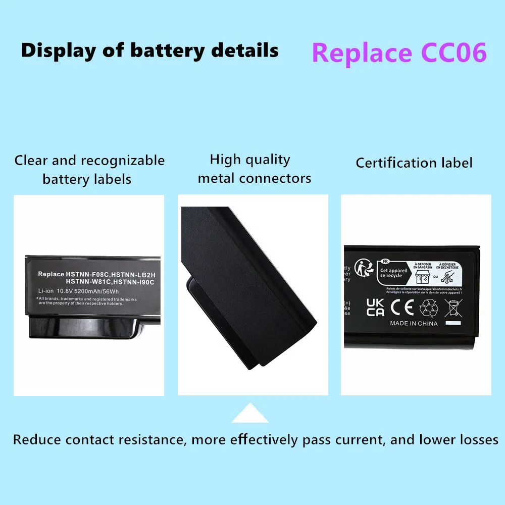 Laptop Battery For Hp ProBook 6460b 6470b 6560b 6570b 6360b HSTNN-F08C HSTNN-I90C 6465b 6475b 6565b For EliteBook 8460p