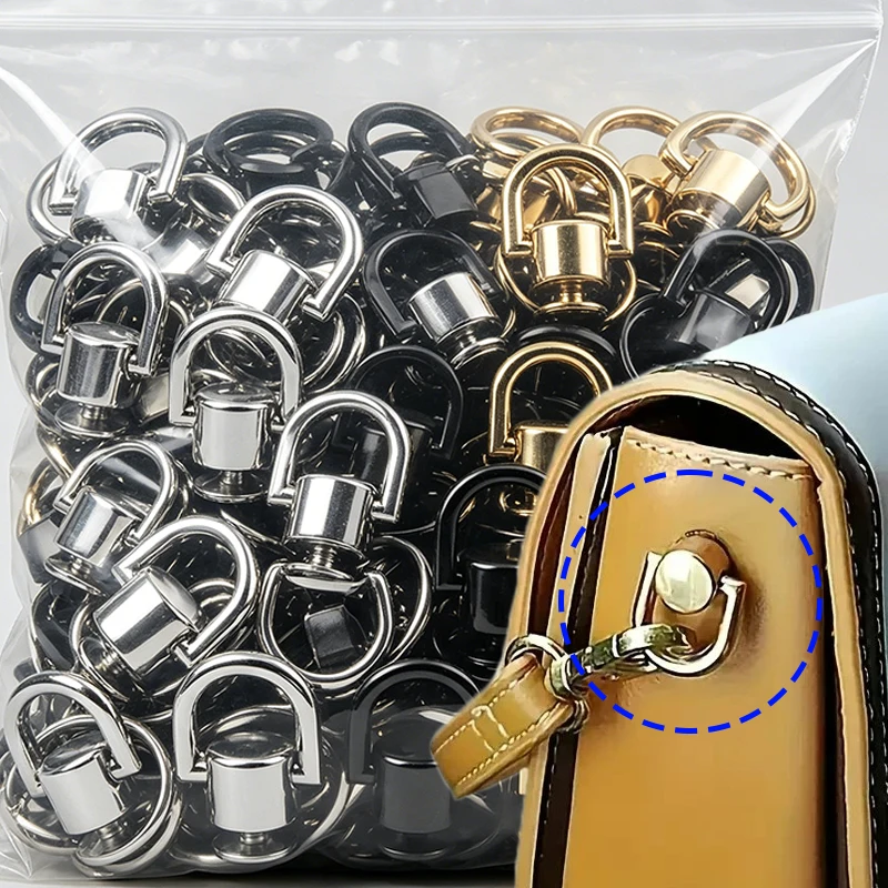 6/12set D-shaped Ring Bag Side Clip Buckles Metal Double D Buckle Handbag Chain Handles Connector Bag Strap Hardware Accessories
