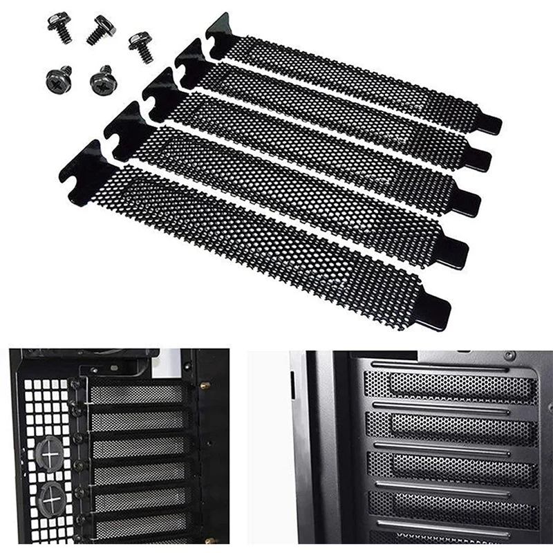 20 Pieces PCI Slot Cover Hard Steel Dust Filter Blanking Plate, Vented Slot Covers For Computer Cases With 20 Screws