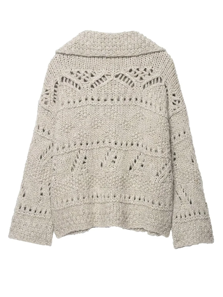 Women Knitted Cardigan 2025 Women Fashion Long Sleeve Button  Hollow-Out Knitted Cardigan Women Hight Street Elegant Top