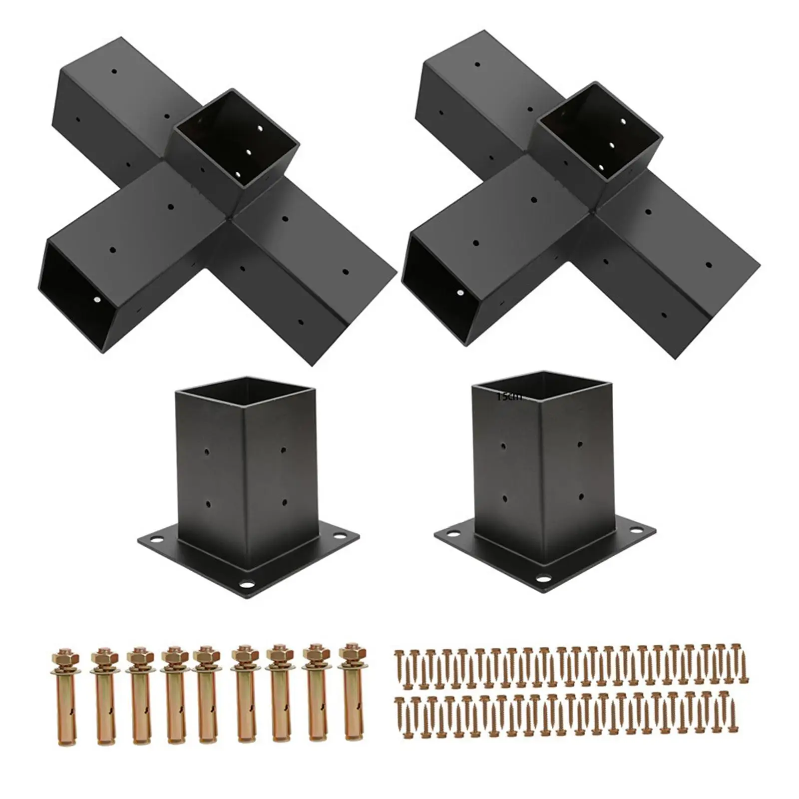 4 Way Right Angle Corner Brackets Post Base Lightweight DIY Pergola Kit for Gardens Shed Garden Furniture Gazebos Patio Pergolas