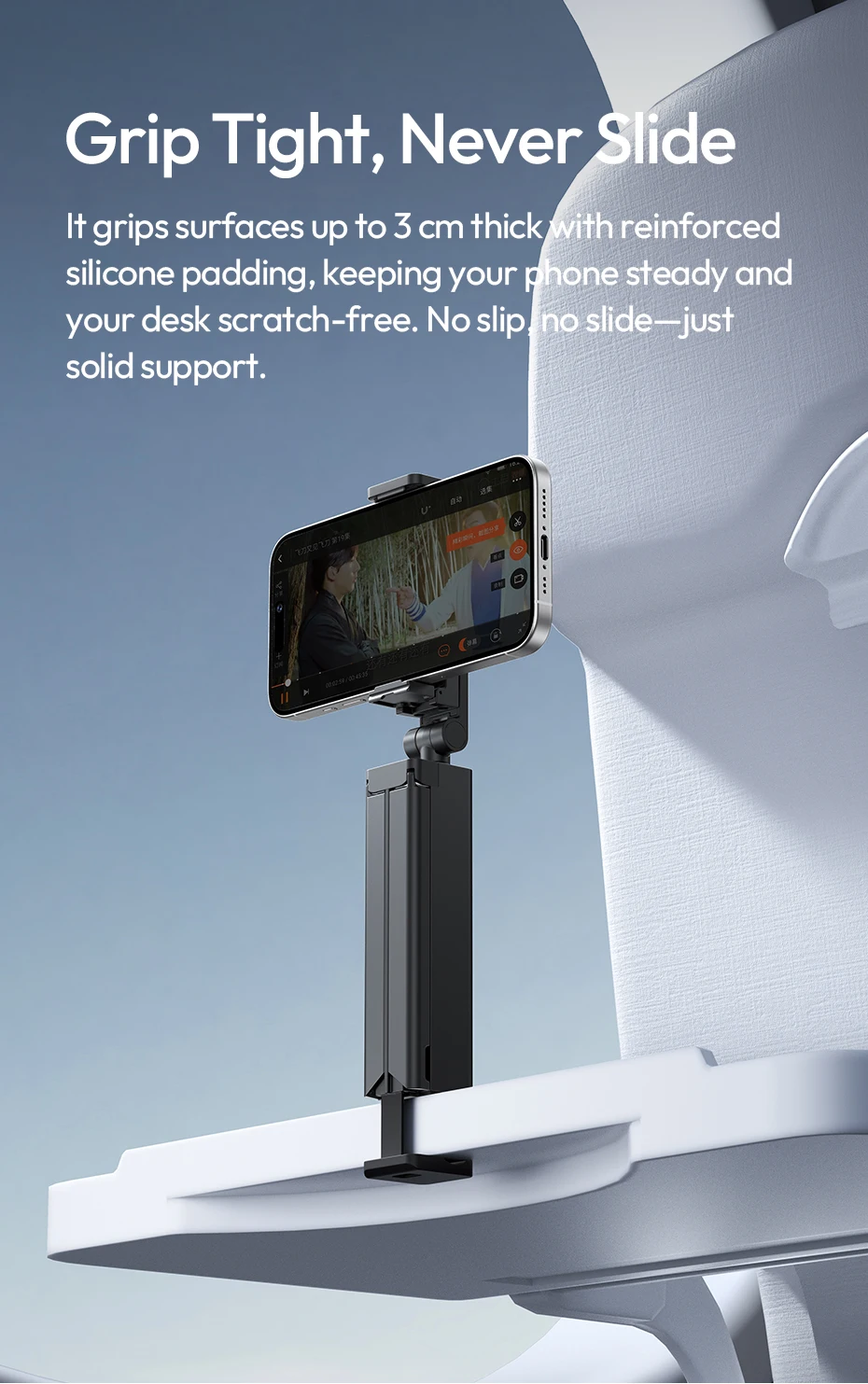 Ulanzi SK-20 Reise-Handyhalterung für Smartphone, vertikal, horizontal, für Livestream Overhead Shots Vlog 360° ° Rotationsfotografie – Detail 4
