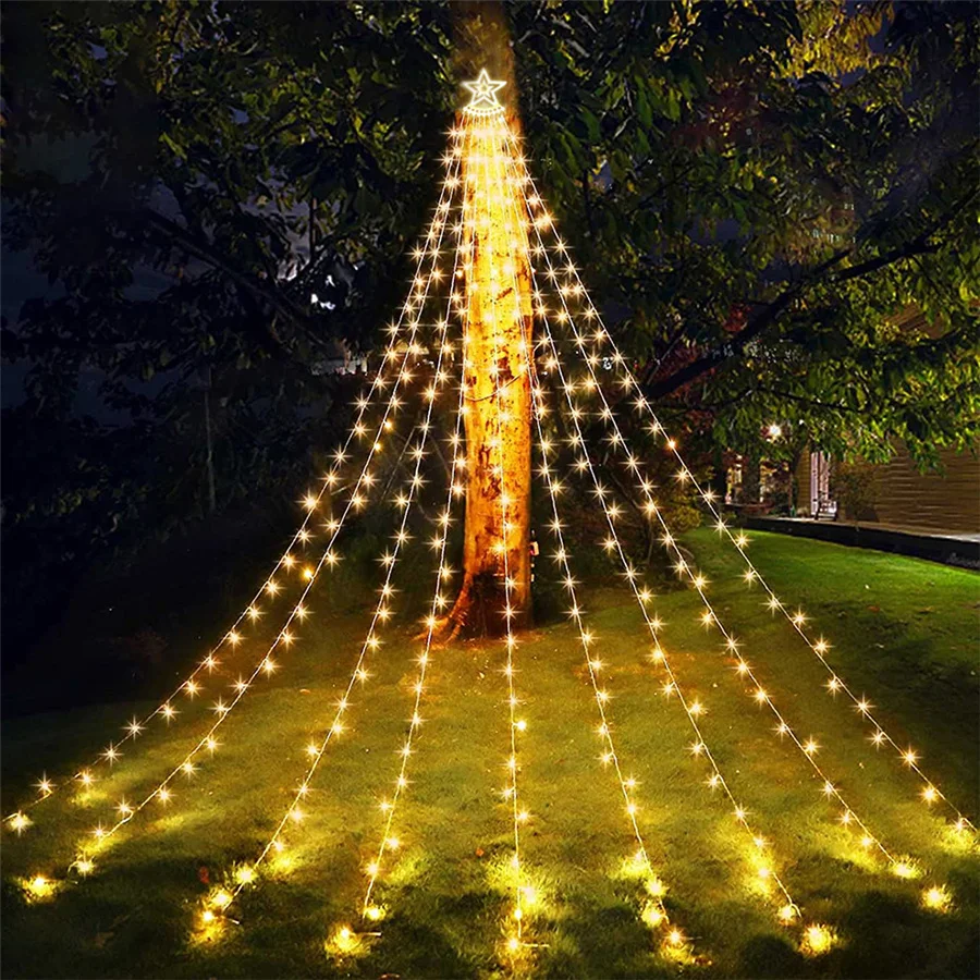 Tirvose-Guirxiété Lumineuse LED Waterproof pour ixen Plein Air, Cascade, Noël, Étoile, Face Twinkle, Dégradation, Décoration de Mariage