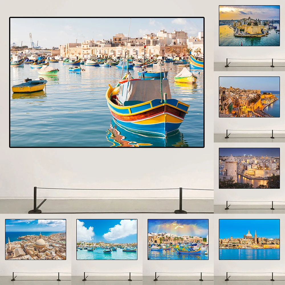 Malta Island Travel Canvas Painting Water City Landscape Pictures Posters and Prints Beach Seascape Wall Art for Living Room