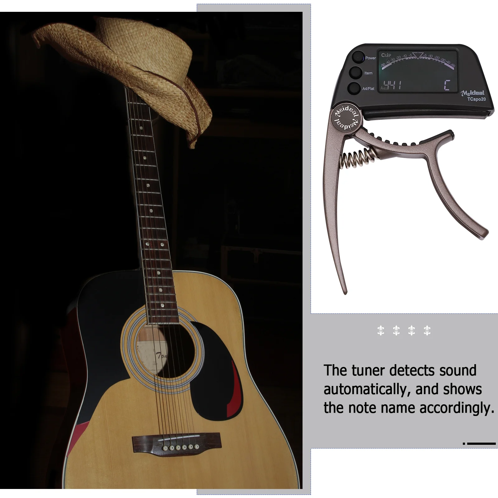 Capo Tuner Gitara Accecories Guitar Capofret Electric Case Accessories for Bass Folk with Turner Clip Professional