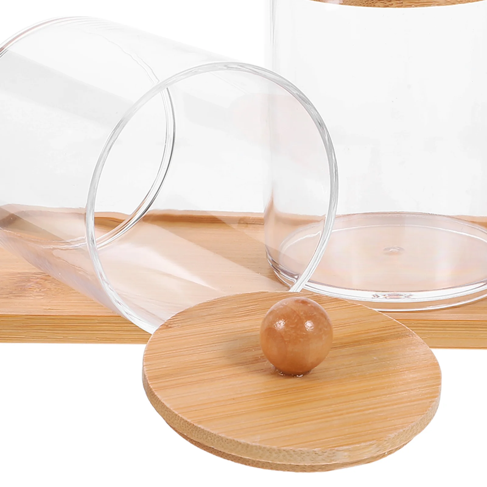 

1 Set Clear Plastic Bamboo Cotton Swab Holder Transparent Storage Jar Dustproof Sealing Lid Bathroom Organizer Jars With Lids