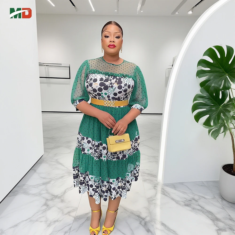 

MD African Clothes For Women Printed Dress 2025 New Fashion Party Dress Vintage Summer Gown Casual Vestidos African Daily Wear