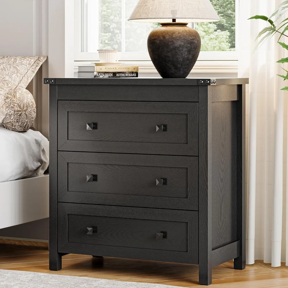

Exquisite Dresser for Bedroom with 3 Drawers, 27.55 Wide Small Chests of Drawers, Farmhouse Wood Nightstand Bedside Cabinet End