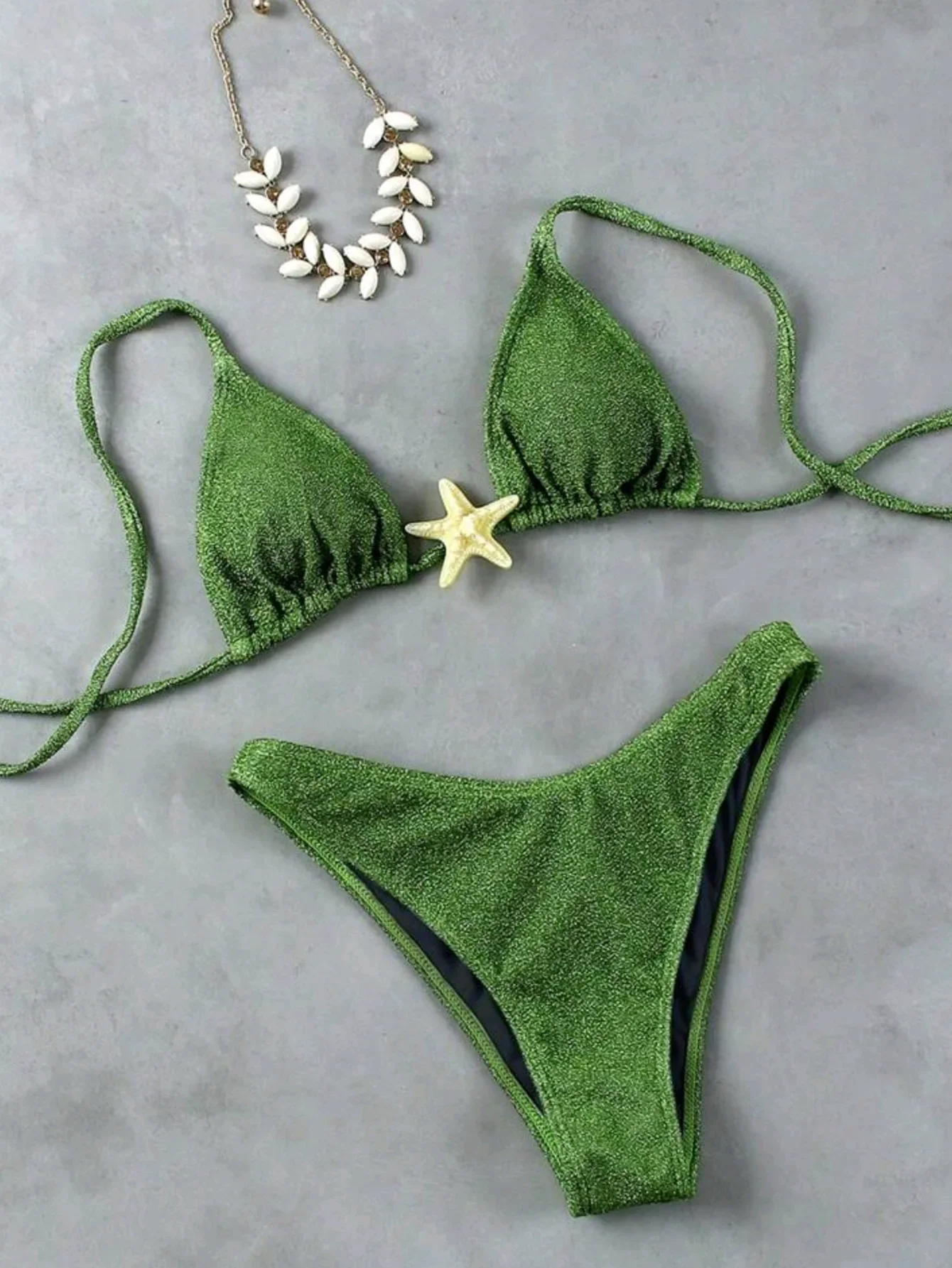 Sexy Zeester Accessoires Bikini Set 2025 Vrouwen Zwart Groen Push Up Bh Micro Badpak Braziliaans Badpak String Badmode