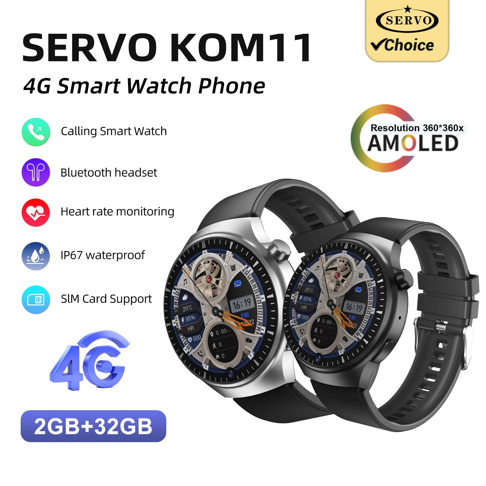 SERVO KOM11 4G Smart Watch Phone 1.62