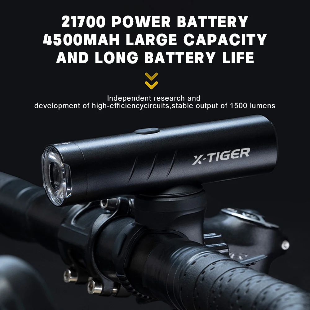 X-TIGER Bicycle Light IP66 Rainproof Bike Flashlight Type-C Rechargeable MTB Road Bike Front Lamp Cycling Accessories