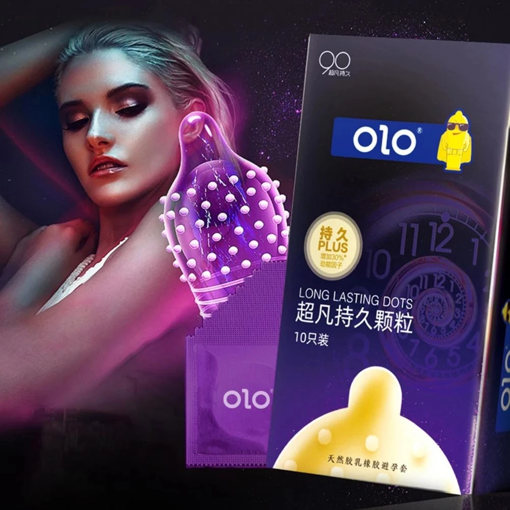 OLO Delayed Ejaculation Condom G-spot Thin Lasting Cock Penis Sleeves For Men Particles Sensitive Condoms Adult Sex Toys For 18+