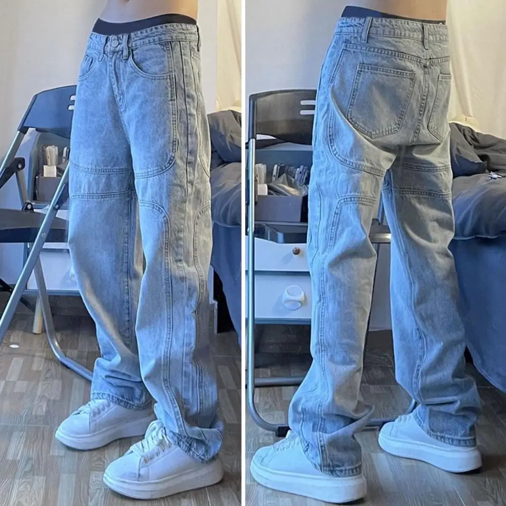 2023 Fashion Trousers Denim Pants Streetwear Hip Hop Low Rise Baggy Jeans For Men Korean Women Cargo Pants Punk Clothe