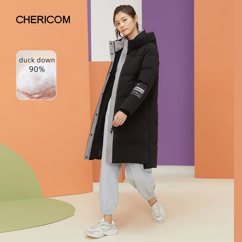 Chericom ผู้หญิงฤดูหนาวเป็ดลงเสื้อแจ็คเก็ตเกาหลีแฟชั่น Hooded Windproof หนาเสื้อแจ็คเก็ต Casual Puffer Coat 269030