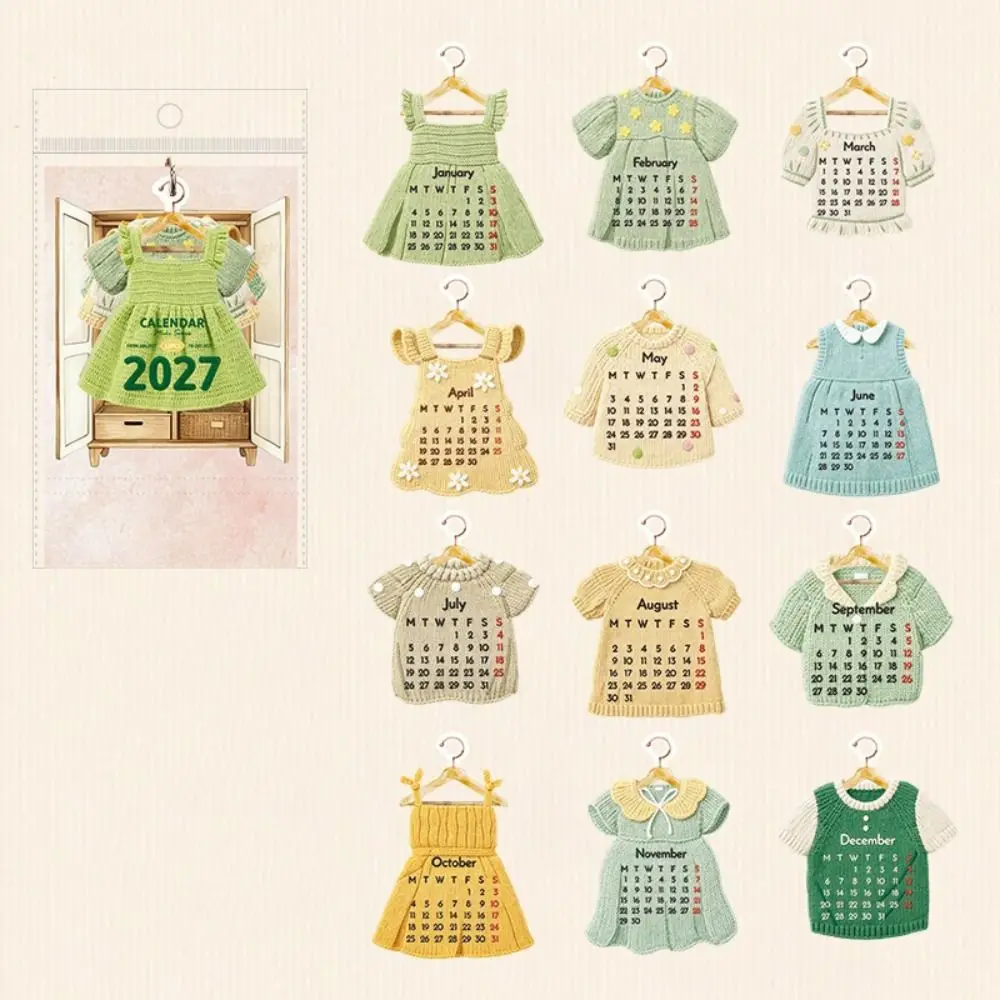 Creative 2027 Desktop Calendar Clothing Shaped Mini Standing Flip Calendar Thick Paper Yearly Agenda Checklist Planner Gifts