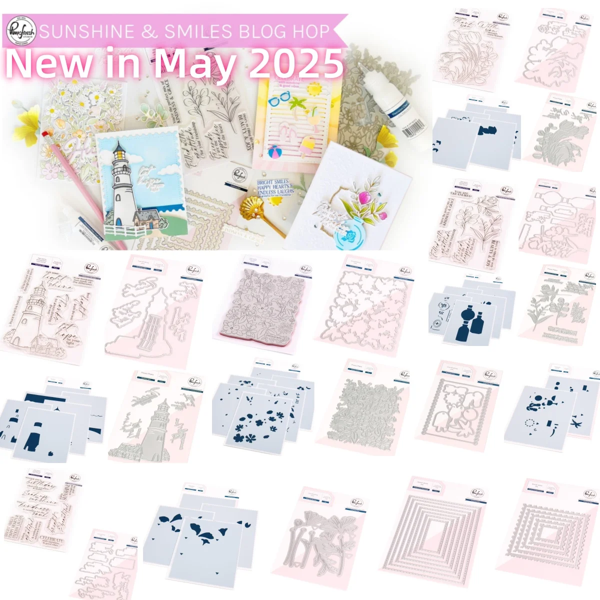 

2025 Summer Flower Tulips Lighthouse Metal Cutting Dies Clear Stamps Stencil Hot Foil DIY Decorating Scrapbook Gift Card Craft