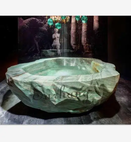 Luxury Stone Baths,Luxury Green  standing Natural Solid Marble Bathtub For Five Star Hotel