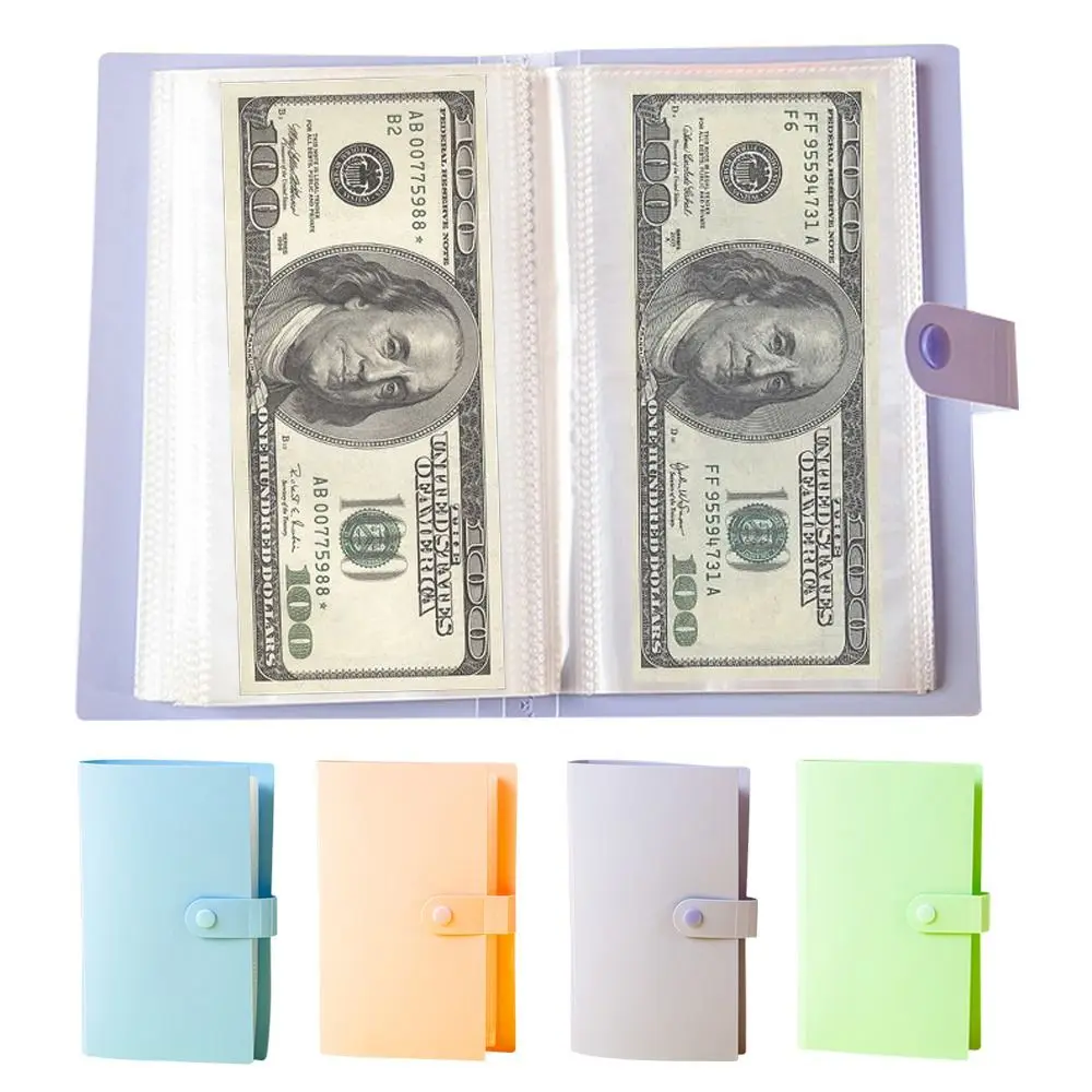 

100 листов бумажной книги для сбора валют, книга для сбора монет большой емкости, многоразовая книга для хранения банкнот из искусственной кожи