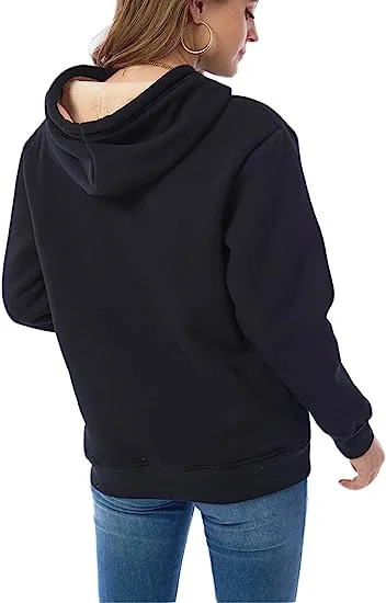 Women's Warm Fleece Lined Hoodie Thick Sherpa Pullover Drawstring Winter Sweatshirt Long Sleeve Multicolor Casual Top