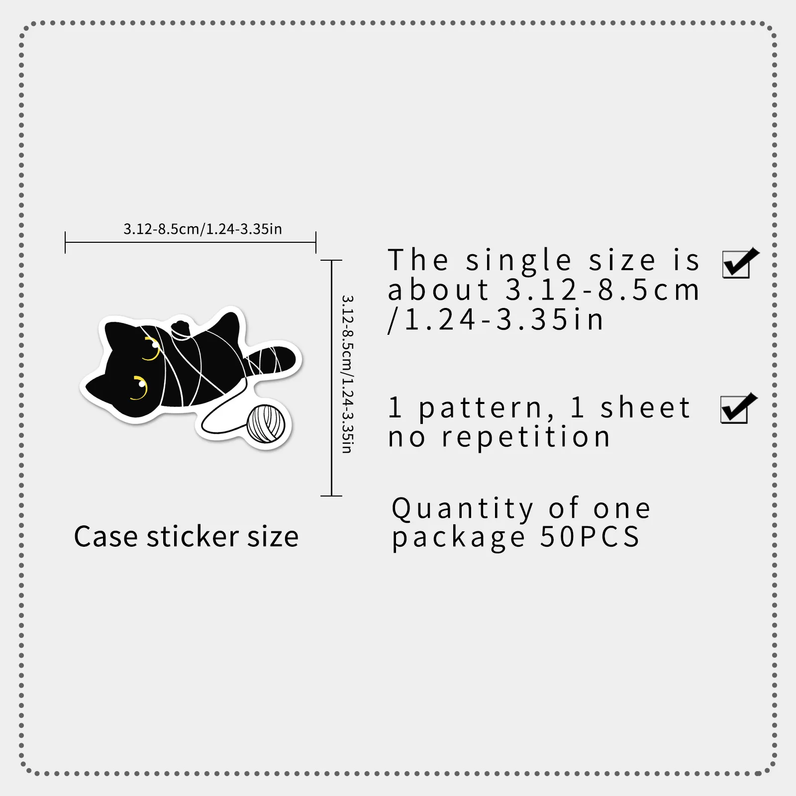 50/100 Stück Cartoon Schwarze Katze Tägliche Aufkleber Cartoon Niedliche Handgezeichnete Tier-Kreativ-Aufkleber für Wasserbecher und Handys – Detail 4