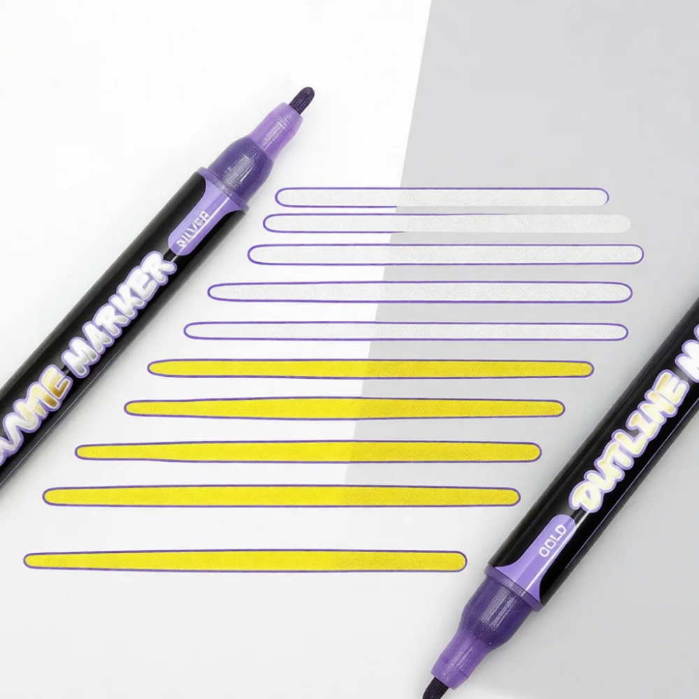 Magic Shimmer Double Line Outline Pens Metallic Glitter Markers For Creative Drawing Hand Lettering Notebook Journal