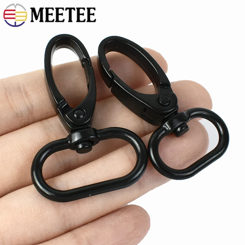 5Pcs Meetee 16-38mm Black Metal Swivel Lobster Clasps Buckle Trigger Clip Keyring Bag Belts Backpack Strap Hook Accessories