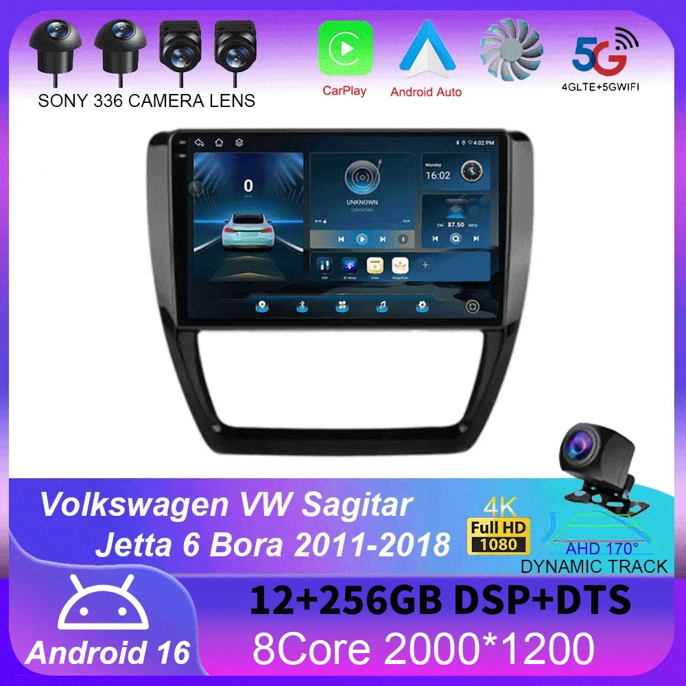 

Android 16 Carplay Auto Car Radio For Volkswagen VW Sagitar Jetta 6 Bora 2011-2018 2Din Multimedia Player Stereo DVD Head Unit