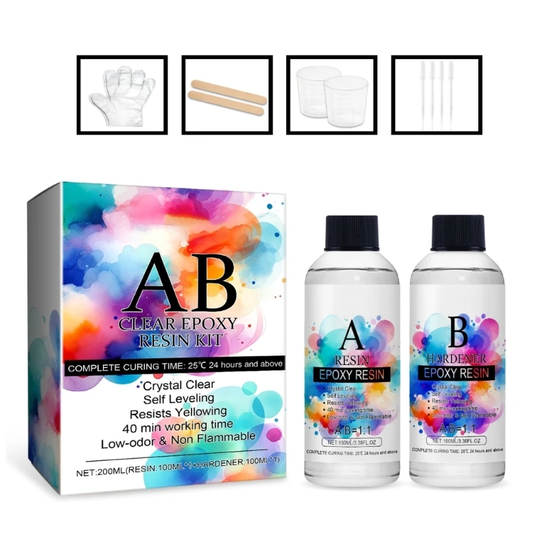 Наборы эпоксидной смолы Набор эпоксидной смолы 1:1 с мерными стаканчиками Перчатки-палочки Набор прозрачной литейной смолы для