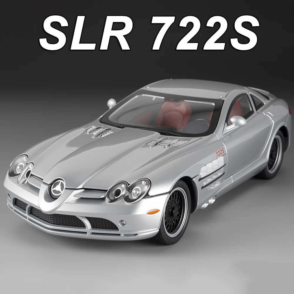 1:24 SLR 722S SLS合金ダイキャストモデルおもちゃミニチュアカーサウンドライトプルバックドア開閉衝撃吸収コレクション趣味