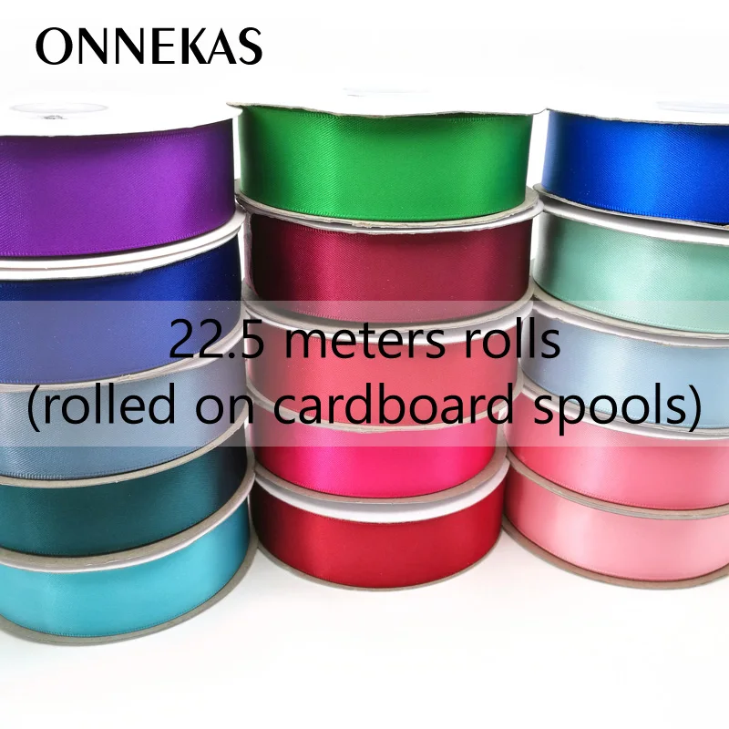 22.5M Double Sided Satin Ribbon Rolls, 25mm Width in 100% Polyester, 1\