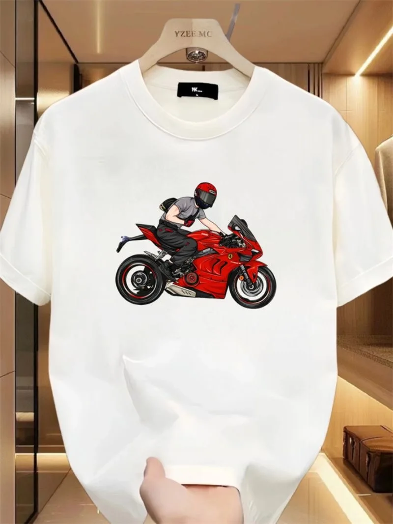 Ducati motorcycle Printed Men T-Shirts Beach Breathable Funny Clothing Oversize Casual Cotton Tops Mans Short Sleeve