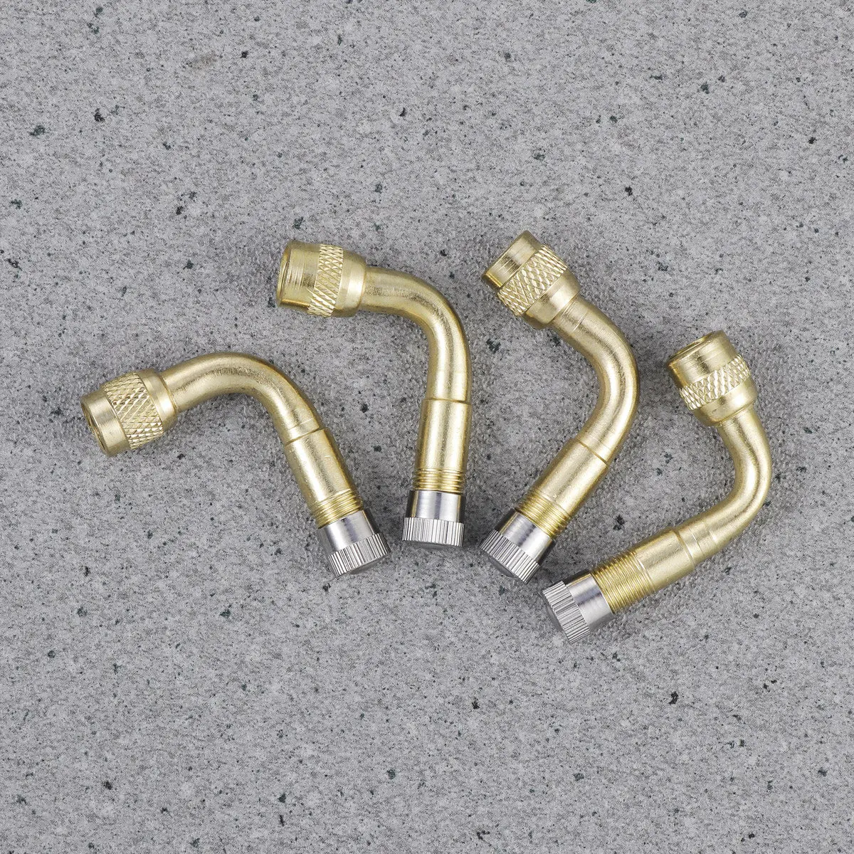

4Pcs Brass Tire Valve Adapter Yellow 90 Degree Bend Extension Universal for Truck Motorcycle Car Bike Dual Tire Inflator