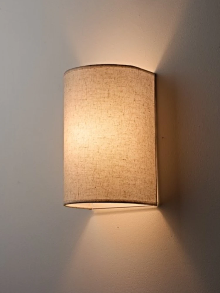 Nakaguwabi sabi style linen fabric wall lamp modern minimalist hallway living room wall lamp hallway bedroom bedside lamp