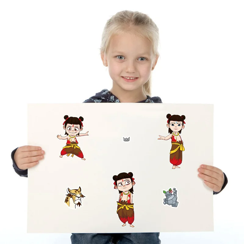 8Pcs/Set Nezha Face Changing Set Personalized CreativeMake a faceGraffiti Stickers for Earphones, Refrigerators, and Notebooks