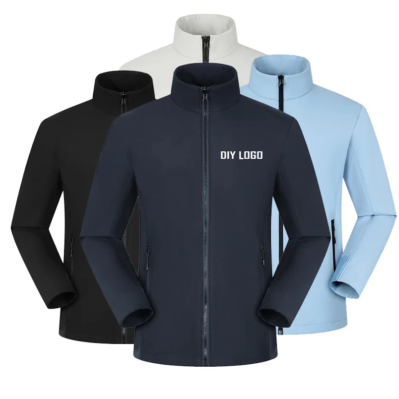 customized logo Men\'s Tactical Jackets Softshell Lightweight Coats with Pockets Water Resistant Outdoor Hiking couple top C2407