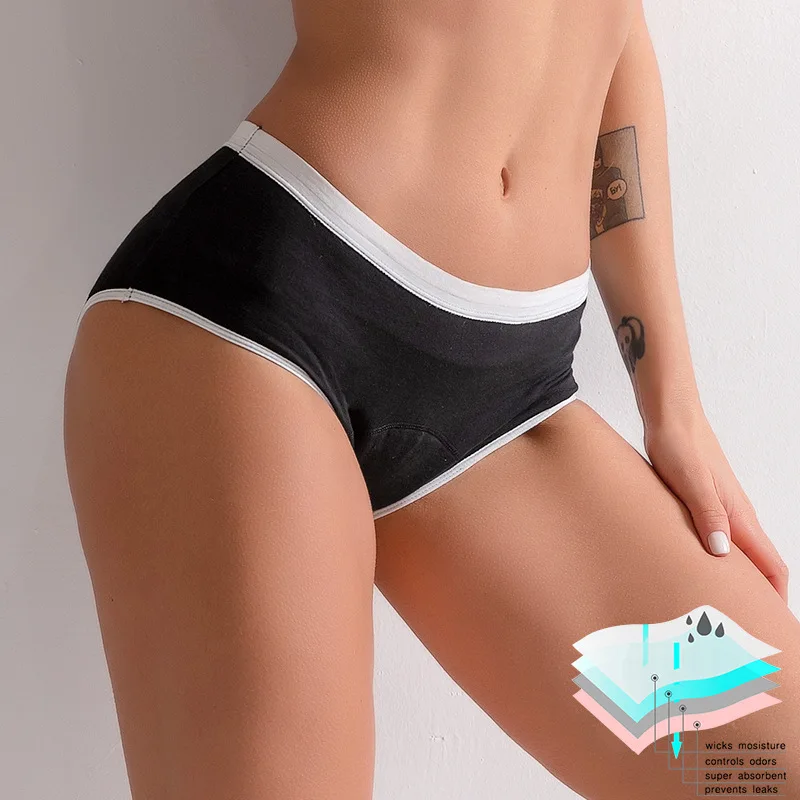 Bragas menstruales de talla grande S-4XL a prueba de fugas, bragas fisiológicas de absorción rápida de 4 capas, bragas antibacterianas sin costuras
