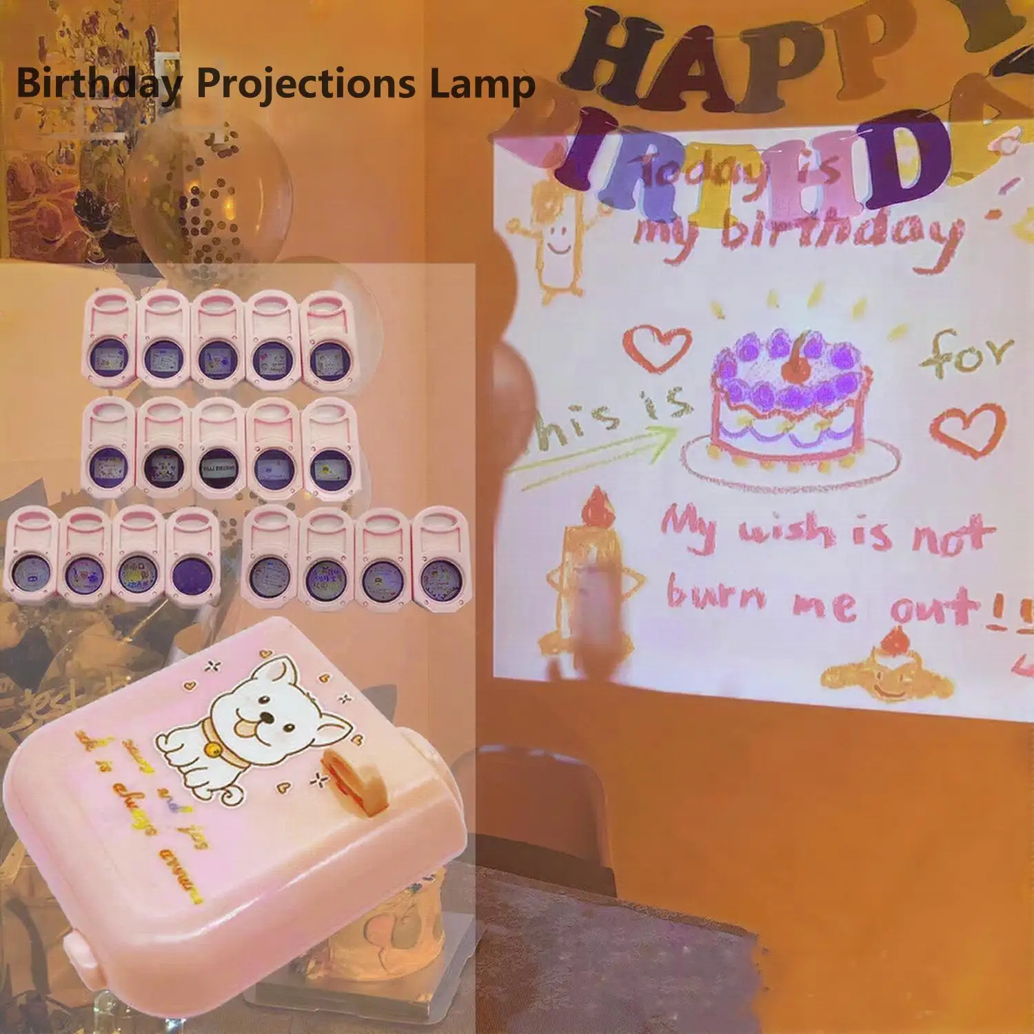 

Проекционная лампа на день рождения, светодиодная лампа, игрушка, фон, атмосфера, проектор, реквизит для фотосессии на день рождения, подарки