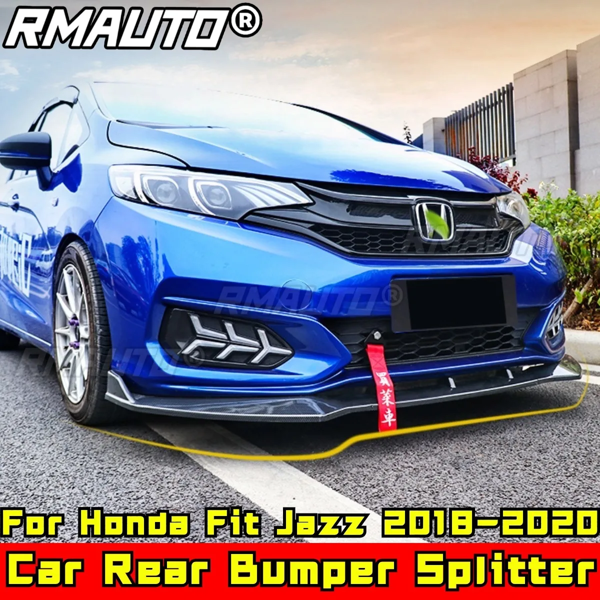 

Fit Jazz Front Bumper Spoiler Glossy Black Sport Style Front Bumper Guard for Honda Fit Jazz 2018-2020 Car Accessories