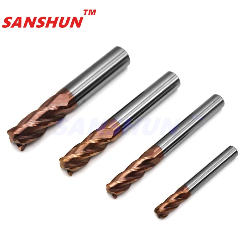 Milling Cutter Alloy Coating Tungsten Steel Tool Cnc 4 blades Maching Hrc55 Endmill Top Milling Cutter Kit Milling Machine Tools