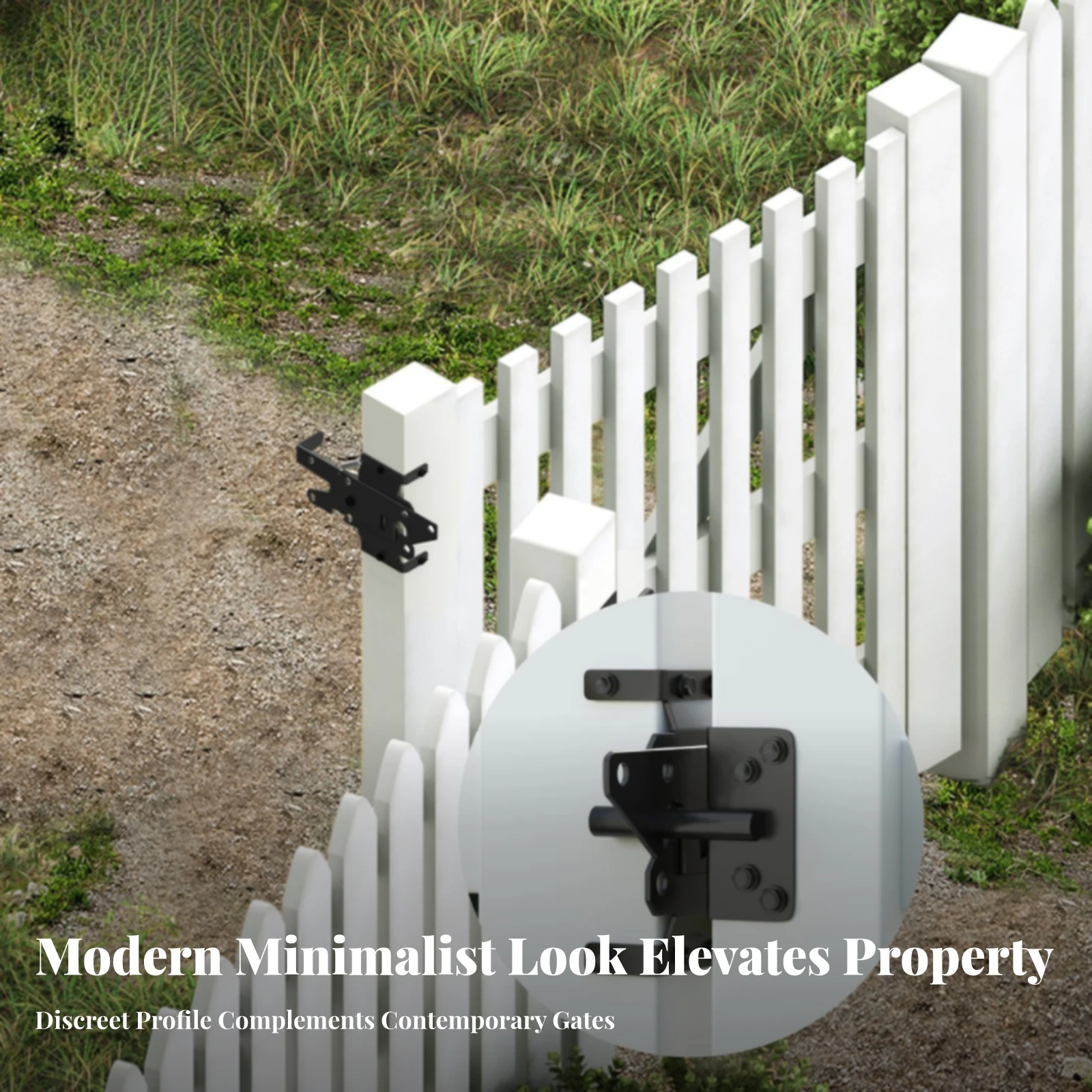 Gate Latch Lock Heavy Duty Self-Locking Gate Latch Hardware Matte Black Rustproof for Homeowners, Wooden Gates, Outdoor Fences view 4