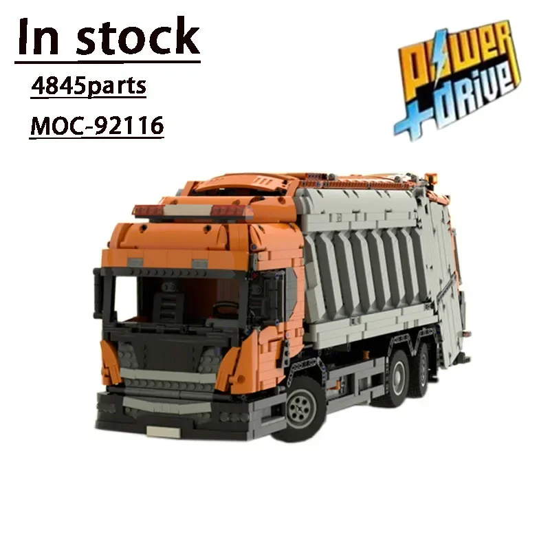 Camión de recolección de basura automático para niños, juguete de bloques de construcción de MOC-92116 RC, modelo personalizado, regalo de cumpleaños, 4845 piezas