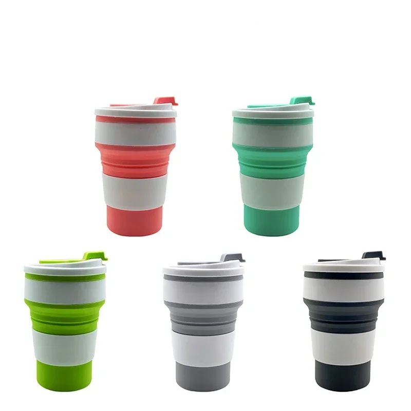 350ml Silicone Multifunctional High Temperature And Scald Portable Folding Water Cup Resistant  With Lid Botella para agua Girls