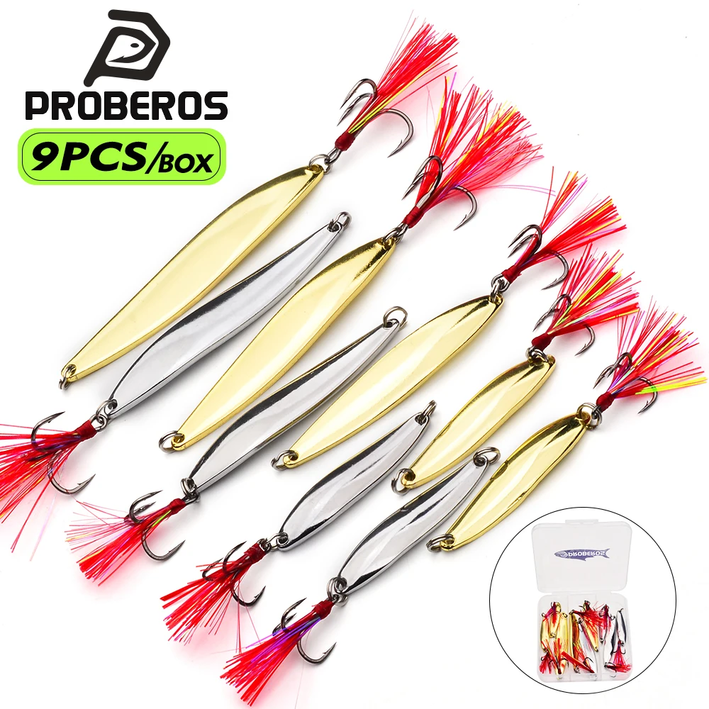 

9pcs Metal Lures Willow Leaf-Shaped Beads 5-20g Full-Layer Swimming Luminous Glitter Fishing Bait Essential Gear for Fishing