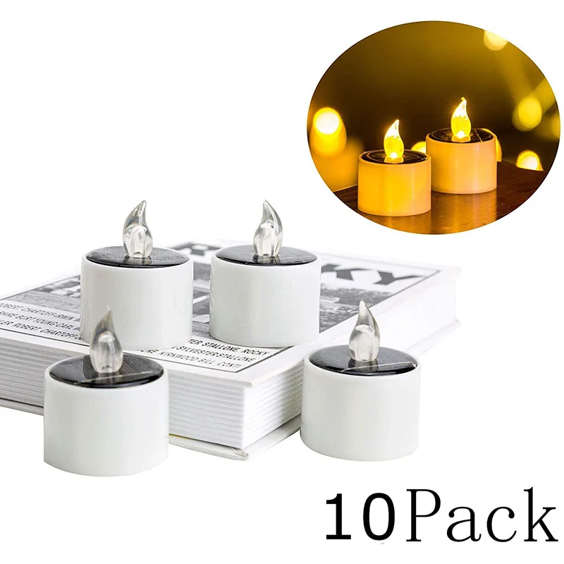 

10Pack Solar Tea Lights Candles Light Waterproof Great Prayer Light For Garden Yard Pathway Balcony Wedding Party